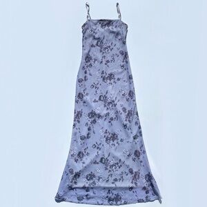 Vintage Rũby grey floral print sheer strap dress Women's size Small